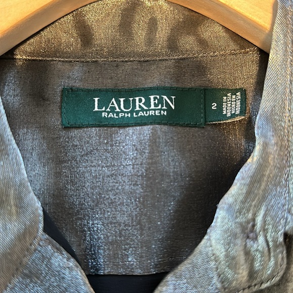 Lauren by Ralph Lauren metallic gunmetal grey shirt dress, size 2 - Picture 4 of 5